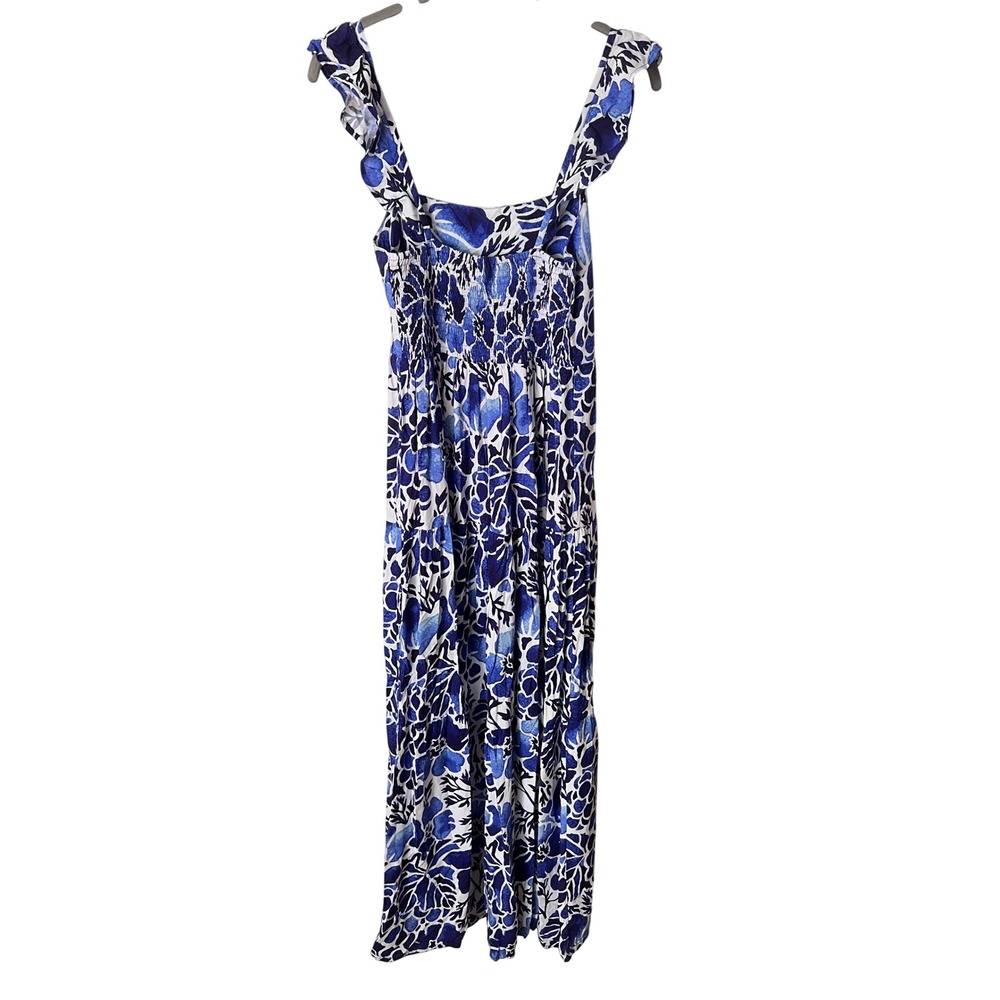 Kenny Flowers The Napa Resort Dress with Ruffle Straps Size XS Blue Floral - Picture 8 of 9